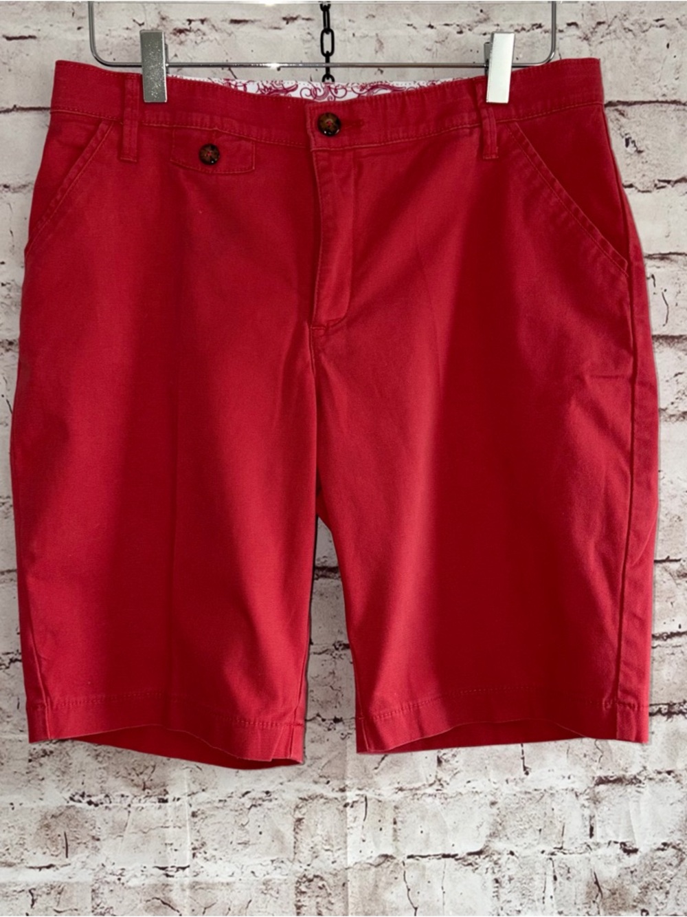 Lee Women's Bright Red Knee-Length Bermuda Shorts